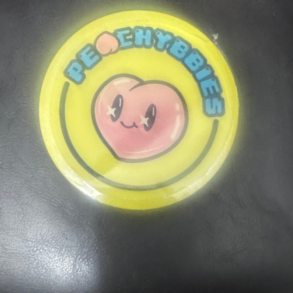 Yellow Peach Toy Badge - Brand